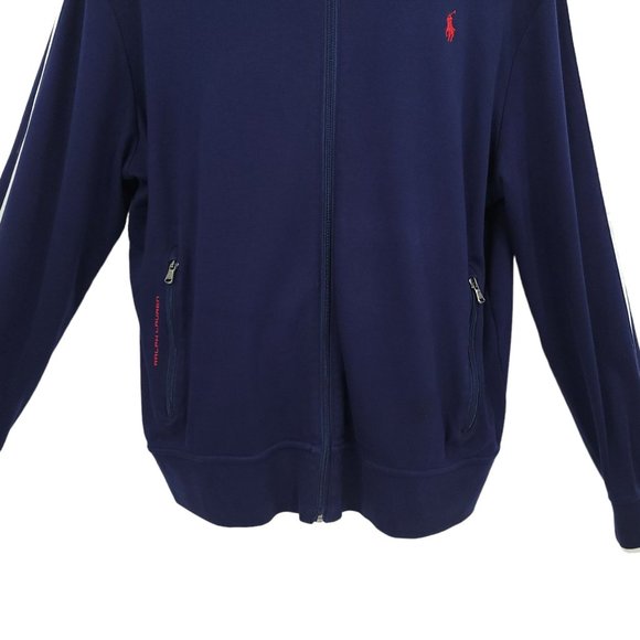 Polo Ralph Lauren Performance Full Zip Jacket Mens Size XL Stripe Track Blue - Picture 9 of 16